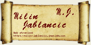 Milin Jablančić vizit kartica